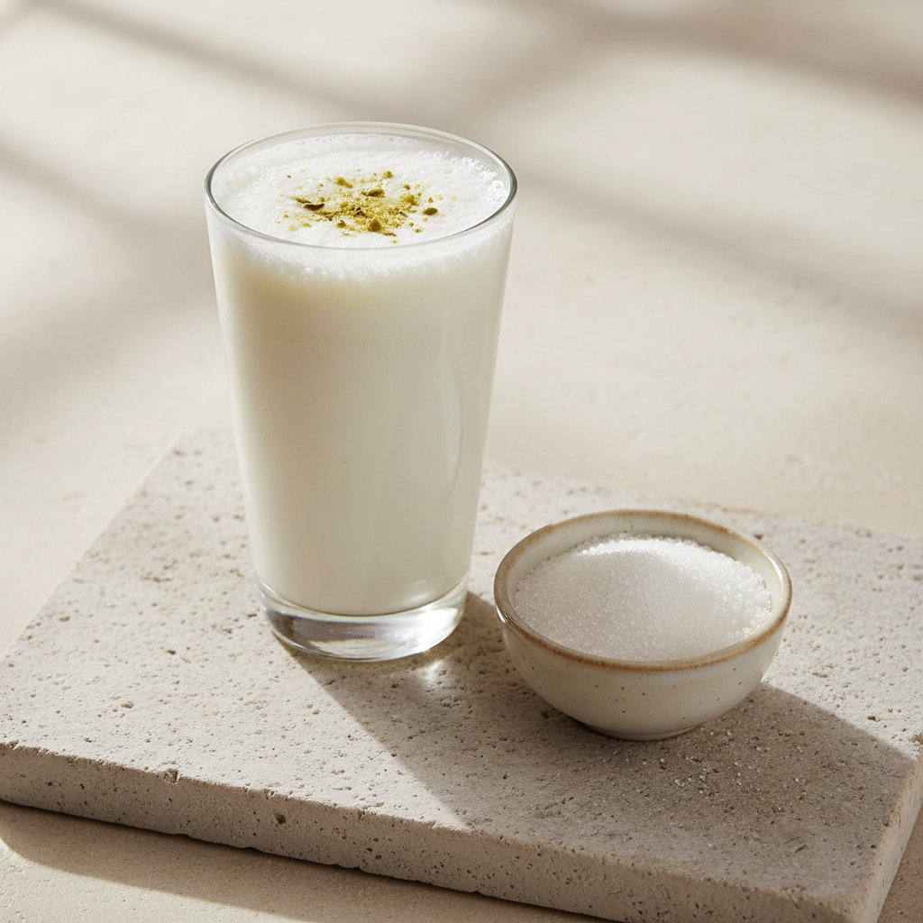Sugar Replacer for Lassi with fresh lassi glass